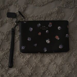 Coach Black Wristlet with Floral Accents